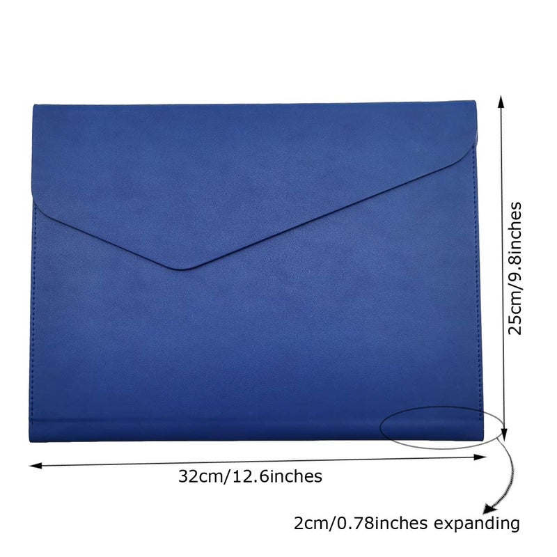 Enyuwlcm PU Leather A4 File Folder Document Holder Waterproof Portfolio Envelope Folder Case with Invisible Magnetic Closure Blue - Image 2